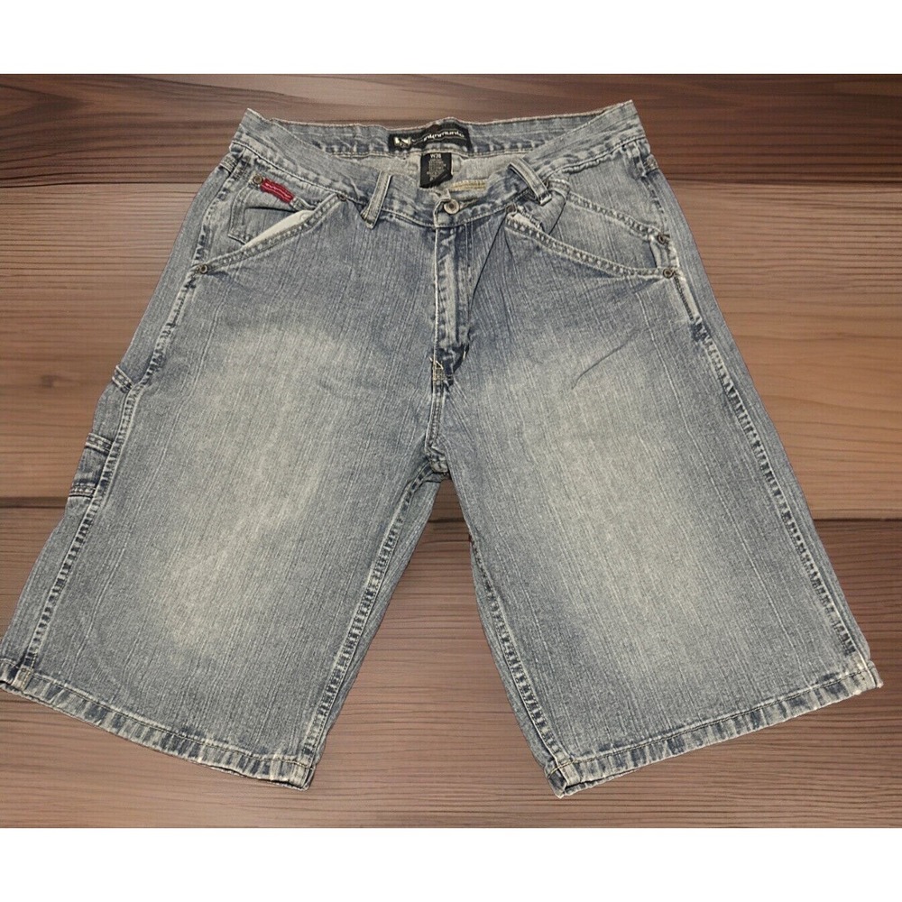Vintage Drunknmunky Denim Jean Shorts Baggy Skater Y2K Streetwear Blue Size 36 - Picture 1 of 9